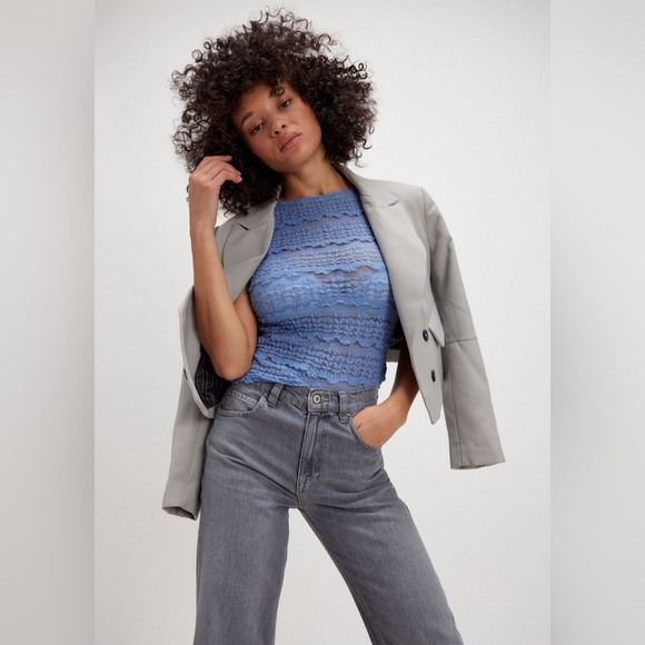 Intimately Angelina Lace Tee NWOT allure blue - Picture 1 of 7